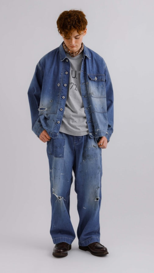 【H.UNIT ColdBeer別注】Denim fatigue pants (Customize)