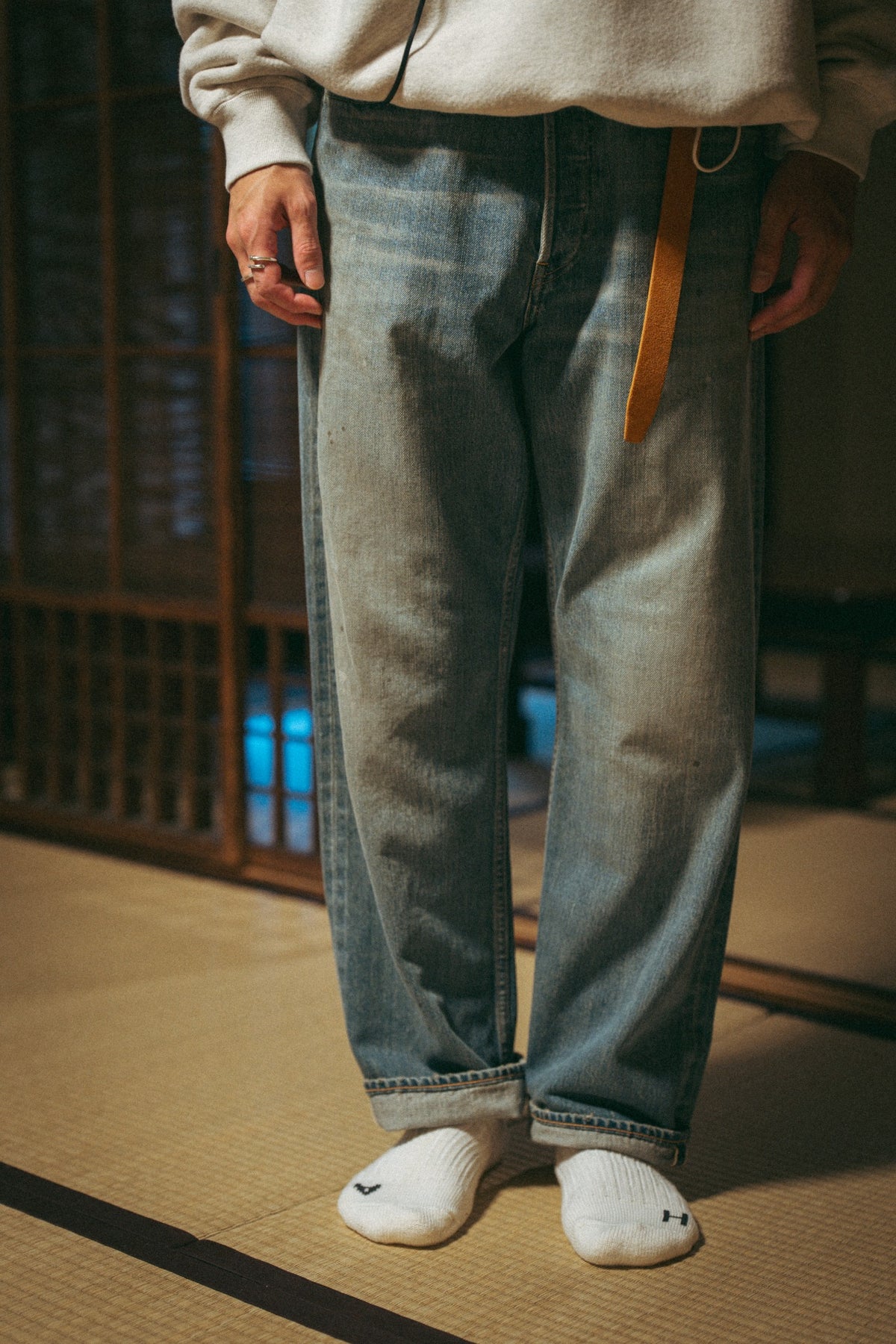 H.UNIT Selvedge denim 5P(Used wash) Indigo