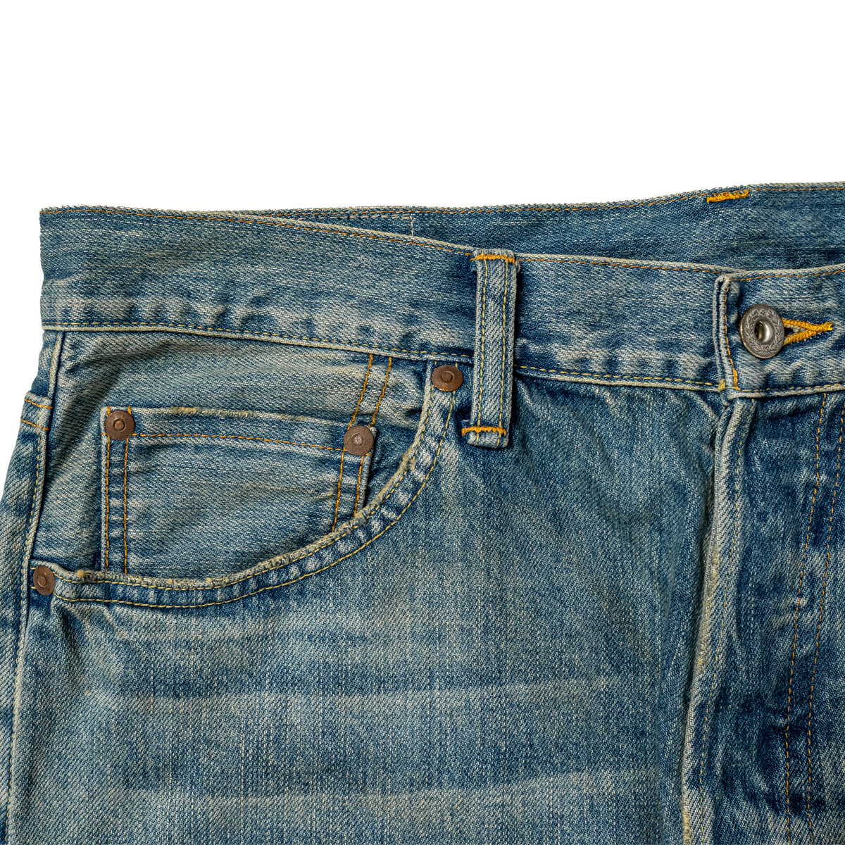 H.UNIT Selvedge denim 5P(Used wash) Indigo