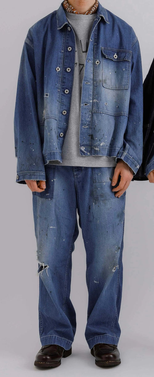 【H.UNIT ColdBeer別注】Denim fatigue pants (Customize)